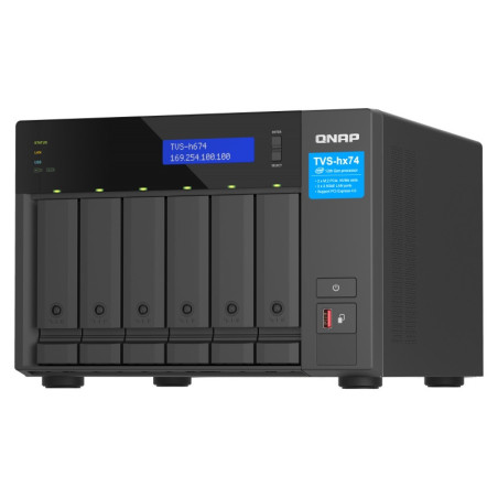 QNAP TVS-h674-i3-16G (4core 4,3GHz, ZFS, 16GB RAM, 6x SATA, 2x M.2 NVMe, 2x PCIe, 2x 2,5GbE, HDMI)