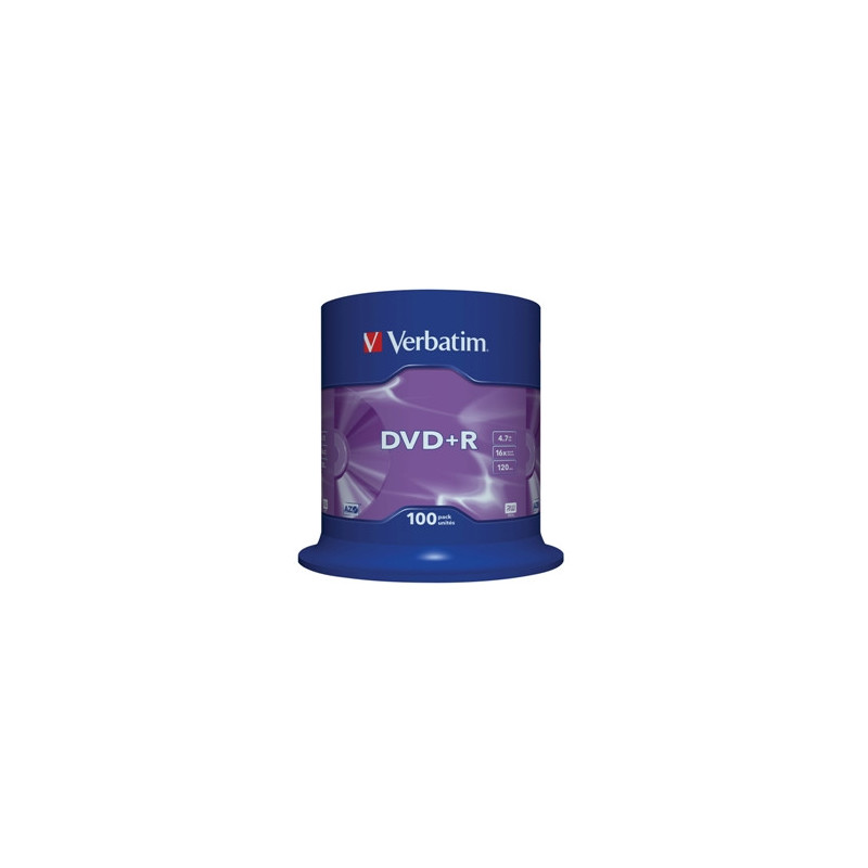 VERBATIM DVD+R(100-Pack)Spindl/MattSlvr/16x/4.7GB