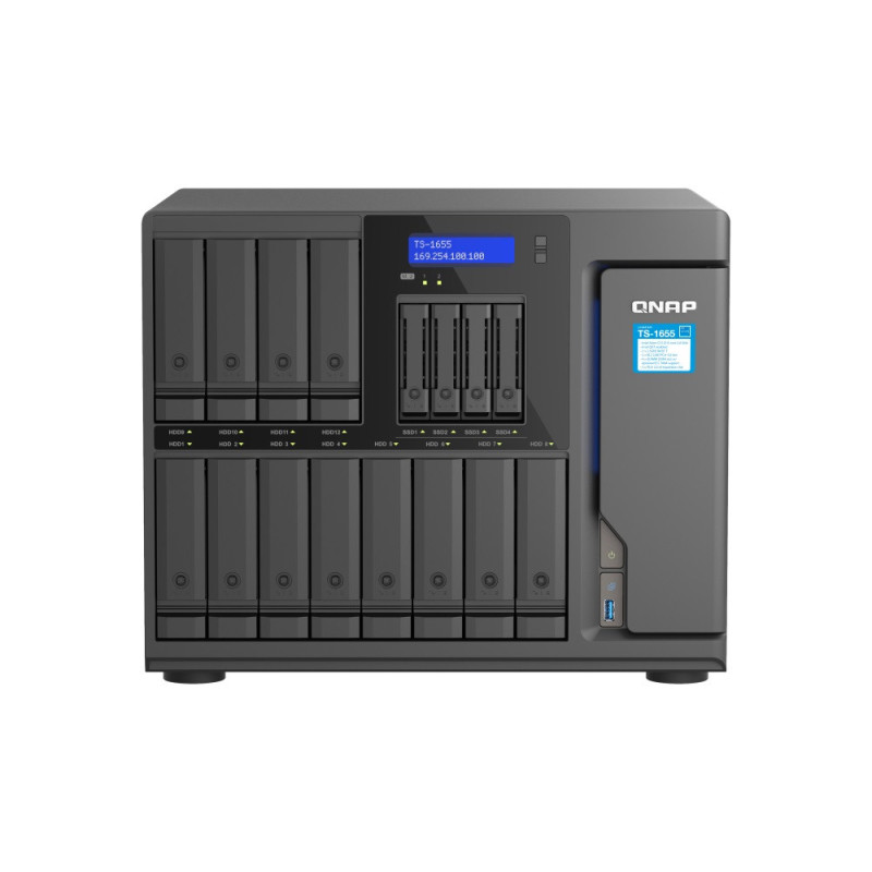 QNAP TS-1655-8G (8core 2,8 GHz, 8 GB RAM, 12 x 3,5 "+4 x 2,5" SATA, 2 x M.2 NVM slot, 2 x 2,5 GbE, 3 x PCIe)