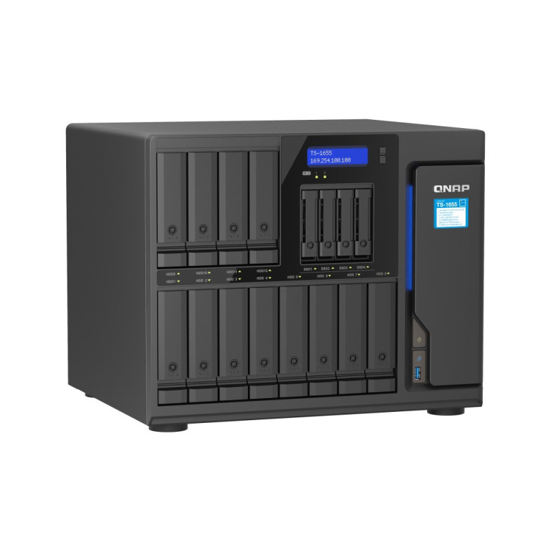 QNAP TS-1655-8G (8core 2,8 GHz, 8 GB RAM, 12 x 3,5 "+4 x 2,5" SATA, 2 x M.2 NVM slot, 2 x 2,5 GbE, 3 x PCIe)