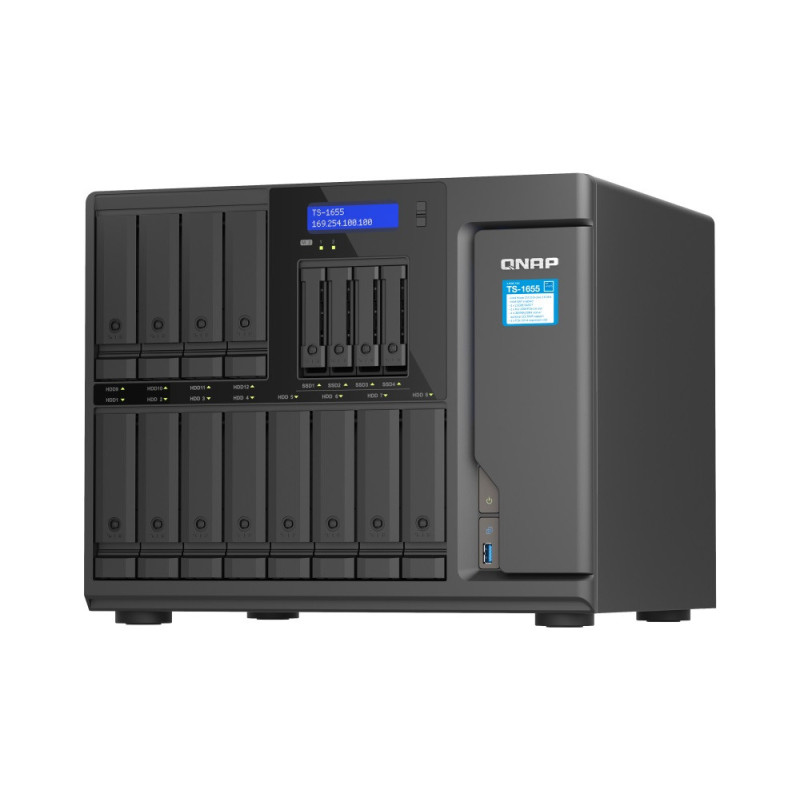 QNAP TS-1655-8G (8core 2,8 GHz, 8 GB RAM, 12 x 3,5 "+4 x 2,5" SATA, 2 x M.2 NVM slot, 2 x 2,5 GbE, 3 x PCIe)