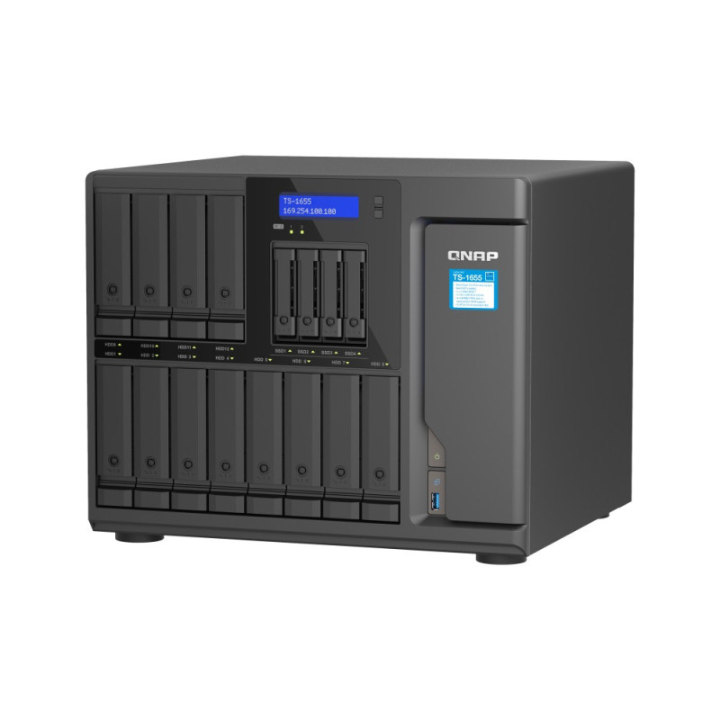 QNAP TS-1655-8G (8core 2,8 GHz, 8 GB RAM, 12 x 3,5 "+4 x 2,5" SATA, 2 x M.2 NVM slot, 2 x 2,5 GbE, 3 x PCIe)