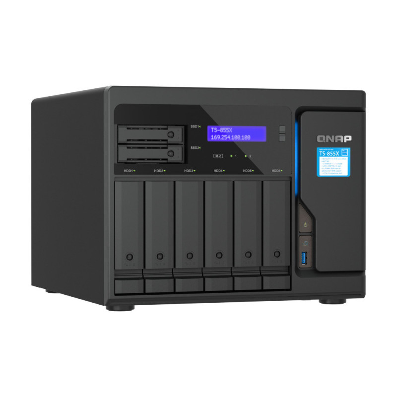 QNAP TS-855X-8G (8core 2,8GHz, 8GB RAM, 6x 3,5" +2x 2,5", 2x M.2 NVMe, 2x PCIe, 1x 10GbE, 2x 2,5GbE)