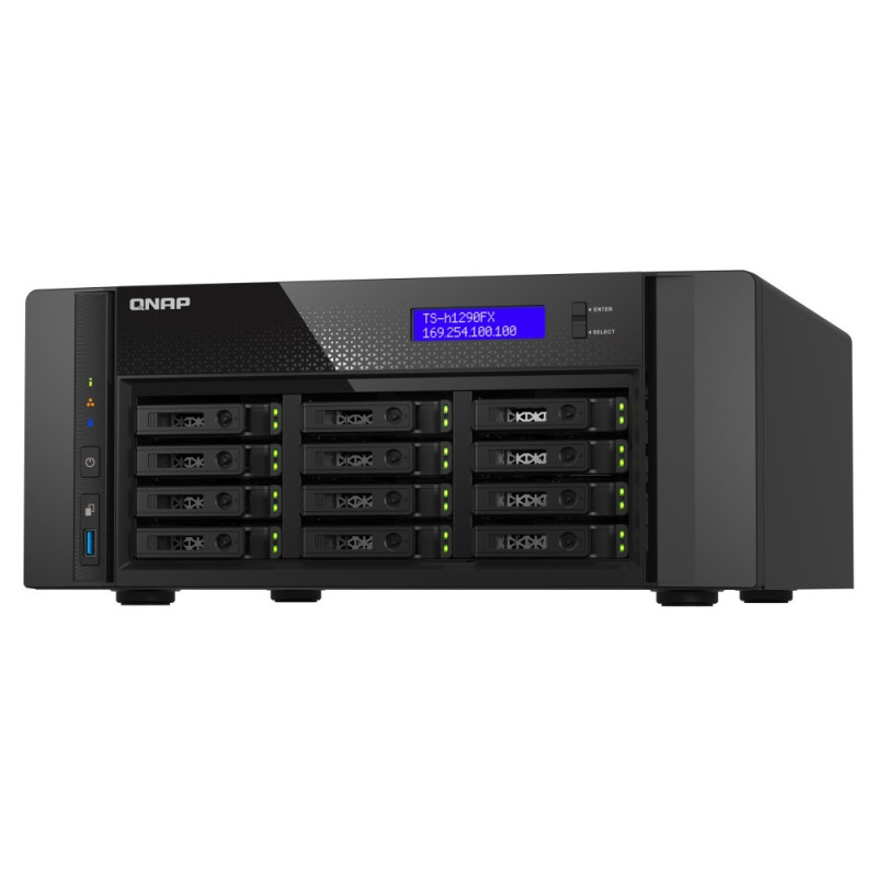 QNAP TS-h1290FX-7302P-256G (AMD EPYC, 256GB ECC RAM, 12x 2,5" U.2, 2x M.2 NVMe, 2x 2,5GbE, 2x 25GbE)