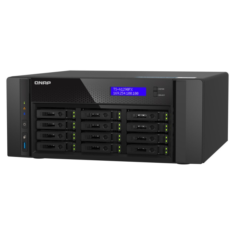 QNAP TS-h1290FX-7302P-256G (AMD EPYC, 256GB ECC RAM, 12x 2,5" U.2, 2x M.2 NVMe, 2x 2,5GbE, 2x 25GbE)