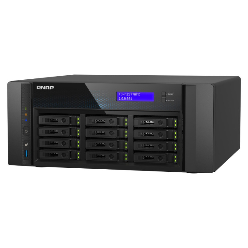 QNAP TS-h1277AFX-R7-32G (Ryzen 7 5,5 GHz, ZFS, 32 GB DDR5 ECC RAM, 12 x 2,5" SATA, 2 x 2,5 GbE, 2 x 10 GbE)