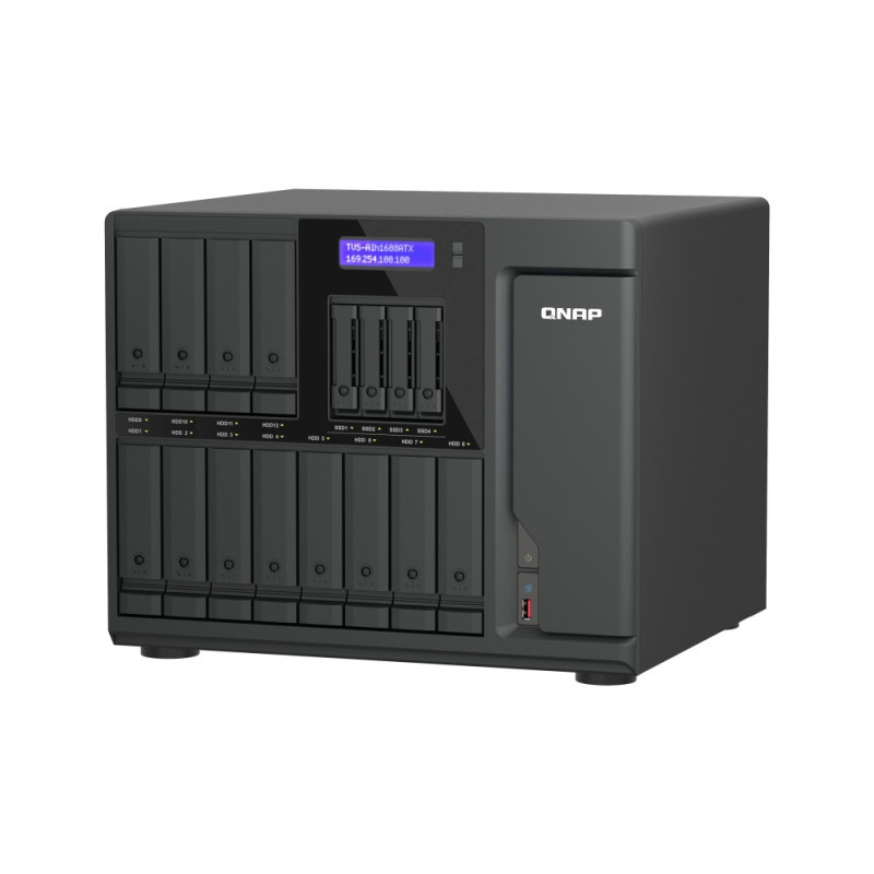 QNAP TVS-AIh1688ATX-U7-32G (Ultra 7, ZFS, 32GB DDR5 ECC RAM, 12x 3,5" + 4x 2,5", 2x 2,5GbE, 2x 10GbE)