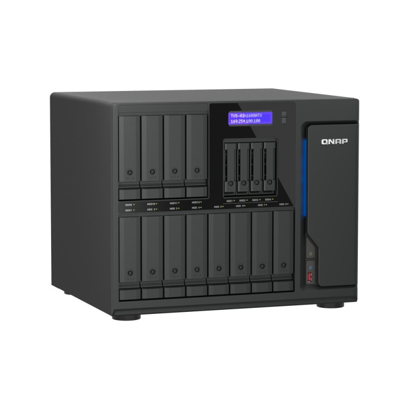 QNAP TVS-AIh1688ATX-U7-32G (Ultra 7, ZFS, 32GB DDR5 ECC RAM, 12x 3,5" + 4x 2,5", 2x 2,5GbE, 2x 10GbE)