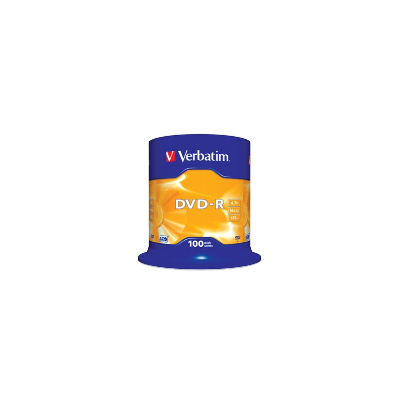 VERBATIM DVD-R(100-Pack)Spindl/MattSlvr/16x/4.7GB