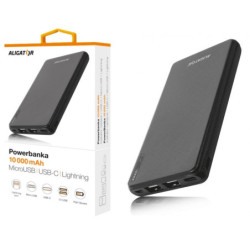 ALIGATOR PB1000, 10000mAh 3v1, micro iPh USB-C, čierna