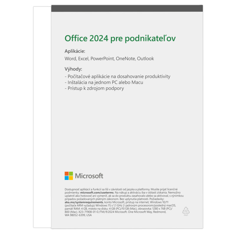 Microsoft Office 2024 pre domácnosti a podnikateľov SK