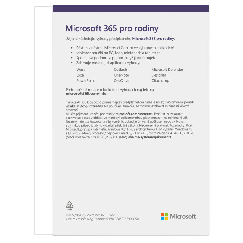 Microsoft 365 Personal FY25H2 Mac/Win, 1 rok, CZ