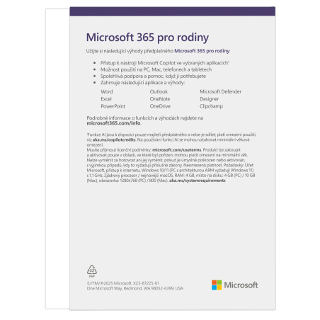 Microsoft 365 Personal FY25H2 Mac/Win, 1 rok, CZ