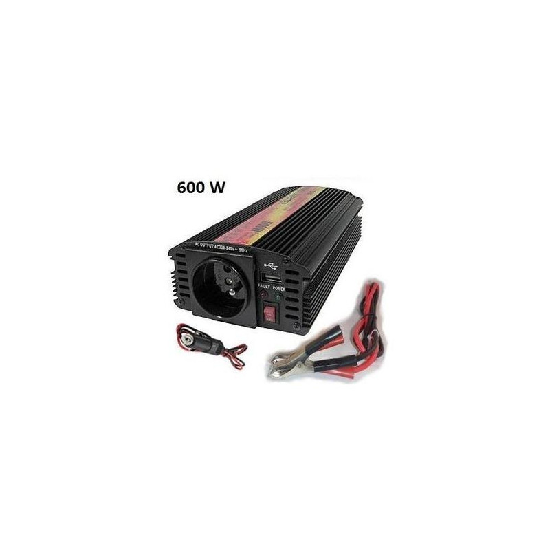 Menič napätia Carspa CAR600U-122 12V/230V+USB 600W, modifikovaná sínus