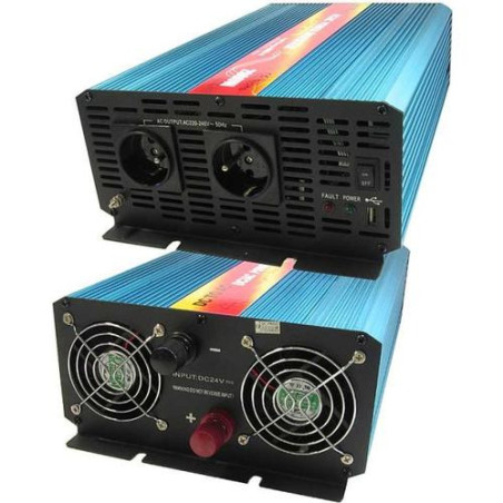 Menič napätia Carspa P2000U-24 24V/230V+USB 2000W, čistá sínusovka