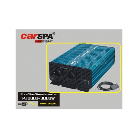 Menič napätia Carspa P3000U-12 12V/230V+USB 3000W, čistá sínusovka