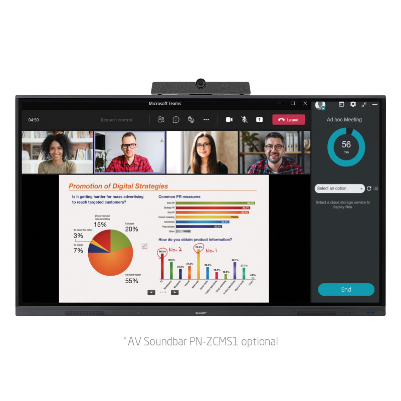 75" LED SHARP PN-L752B,3840x2160,16/7,400cd,touch