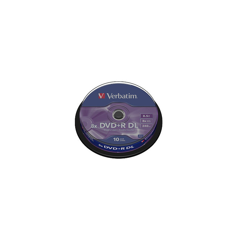 VERBATIM DVD+R(10-Pack)Spindl/MattSlvr/8x/8.5GB
