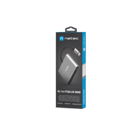 Natec multiport adaptér Fowler MINI USB-C PD, USB 3.0, HDMI 4K