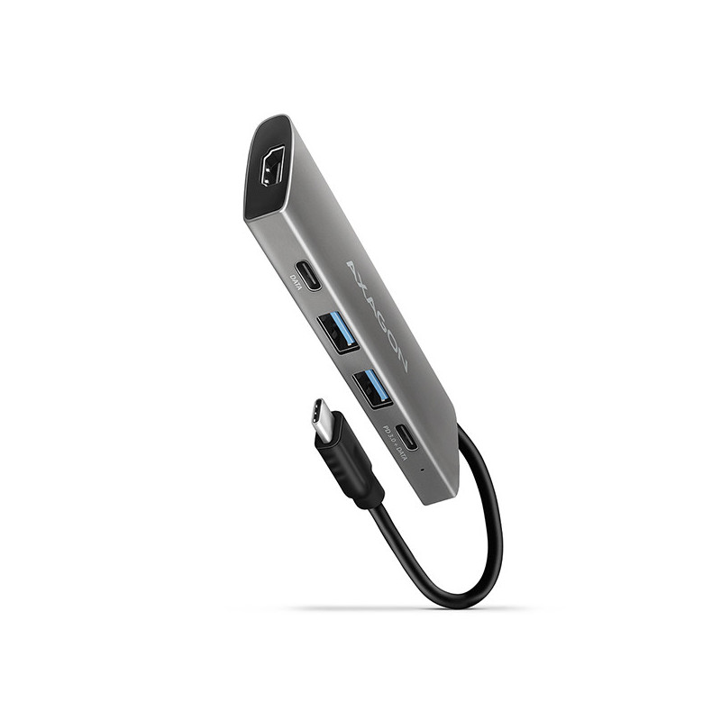 AXAGON HMC-5G2, USB 10Gbps hub, porty 2x USB-A, 2x USB-C, HDMI 4k/60, PD 100W, kábel USB-C 13cm