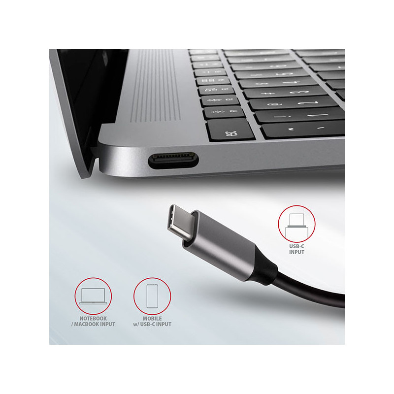 AXAGON HMC-6M2, USB 3.2 Gen 1 hub, 2x USB-A, HDMI, RJ-45 GLAN, SATA M.2, PD 100W, kábel USB-C 18cm