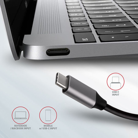 AXAGON HMC-6M2, USB 3.2 Gen 1 hub, 2x USB-A, HDMI, RJ-45 GLAN, SATA M.2, PD 100W, kábel USB-C 18cm