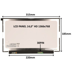 LCD PANEL 14,0" HD 1366x768 30PIN MATNÝ / BEZ ÚCHYTOV