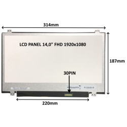 LCD PANEL 14,0" FHD 1920x1080 30PIN MATNÝ / ÚCHYTY HORE A DOLE