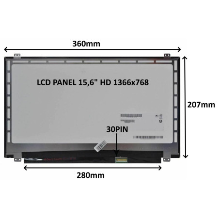 LCD PANEL 15,6" HD 1366x768 30PIN MATNÝ / ÚCHYTY HORE A DOLE