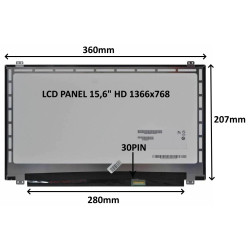 LCD PANEL 15,6" HD 1366x768 30PIN LESKLÝ / ÚCHYTY HORE A DOLE