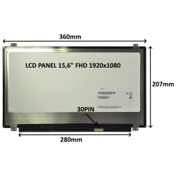 LCD PANEL 15,6" FHD 1920x1080 30PIN MATNÝ / ÚCHYTY HORE A DOLE