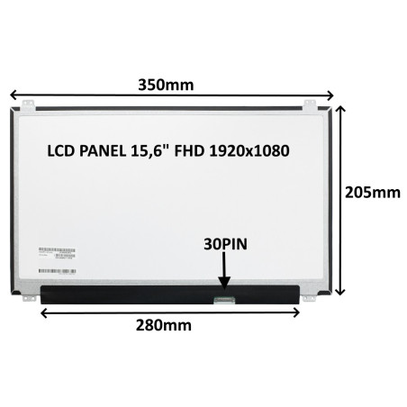 LCD PANEL 15,6" FHD 1920x1080 30PIN MATNÝ IPS / ÚCHYTY HORE A DOLE