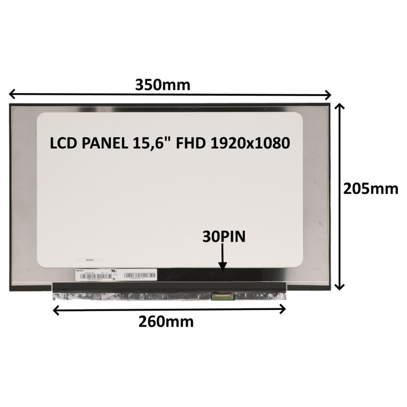 LCD PANEL 15,6" FHD 1920x1080 30PIN MATNÝ IPS / BEZ ÚCHYTOV