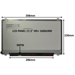LCD PANEL 17,3" HD+ 1600x900 30PIN MATNÝ / ÚCHYTY HORE A DOLE
