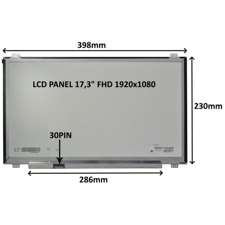 LCD PANEL 17,3" FHD 1920x1080 30PIN MATNÝ IPS / ÚCHYTY HORE A DOLE