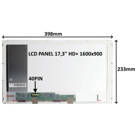 LCD PANEL 17,3" HD+ 1600x900 40PIN MATNÝ / SKRUTKOVANIE Z BOKOV