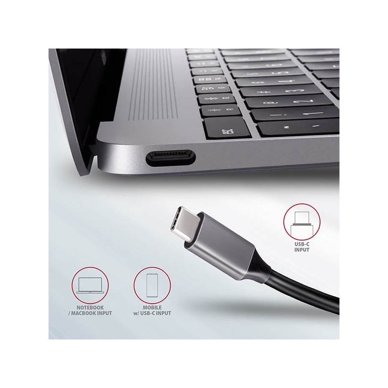 AXAGON HMC-5, USB 3.2 Gen 1 hub, porty 2x USB-A, HDMI, SD/microSD slot, PD 100W, kábel USB-C 20cm