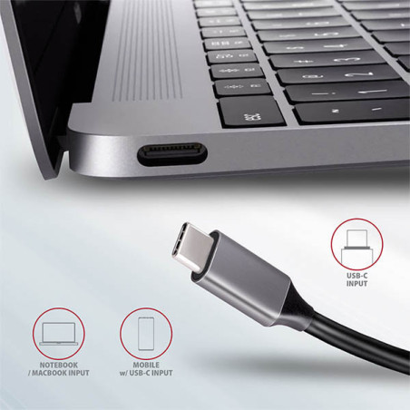 AXAGON HMC-5, USB 3.2 Gen 1 hub, porty 2x USB-A, HDMI, SD/microSD slot, PD 100W, kábel USB-C 20cm
