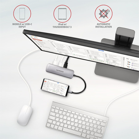 AXAGON HMC-5, USB 3.2 Gen 1 hub, porty 2x USB-A, HDMI, SD/microSD slot, PD 100W, kábel USB-C 20cm