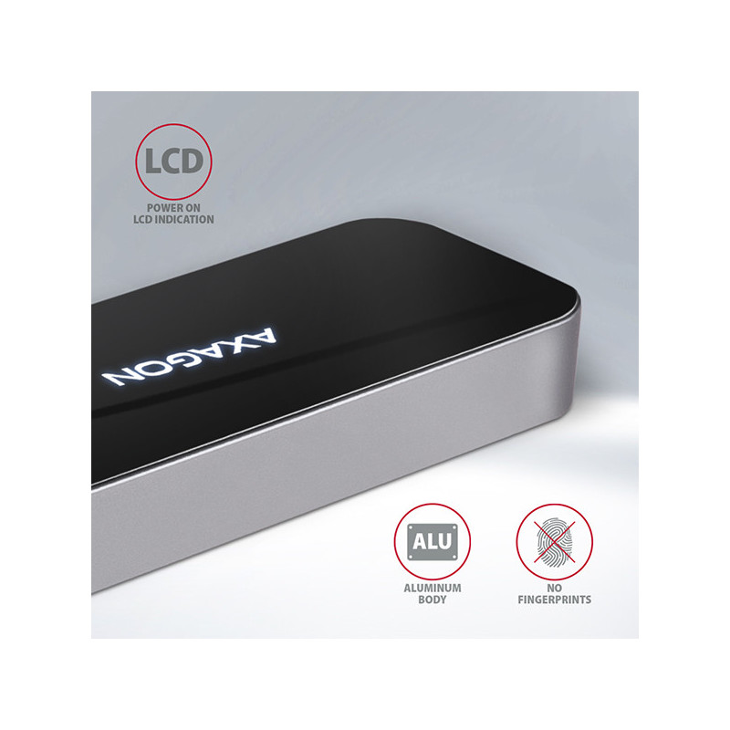 AXAGON HMC-6GL, USB 3.2 Gen 1 hub, 3x USB-A, HDMI 4k/30Hz, RJ-45 GLAN, PD 100W, kábel USB-C 20cm