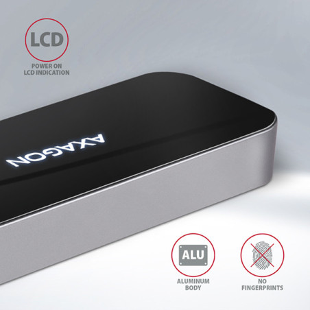 AXAGON HMC-6GL, USB 3.2 Gen 1 hub, 3x USB-A, HDMI 4k/30Hz, RJ-45 GLAN, PD 100W, kábel USB-C 20cm