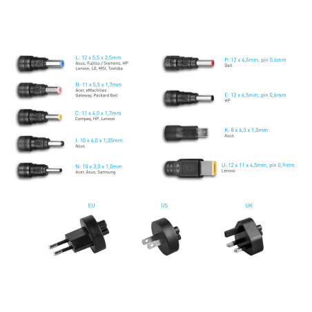 AVACOM QuickTIP 45W - univerzálny adaptér pre notebooky + 9 konektorov