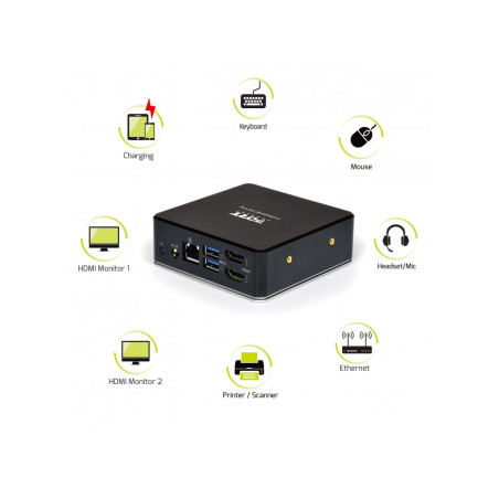 PORT CONNECT Dokovacia stanica 8v1 USB-C, USB-A, dual video, HDMI, Ethernet, audio, USB 3.0