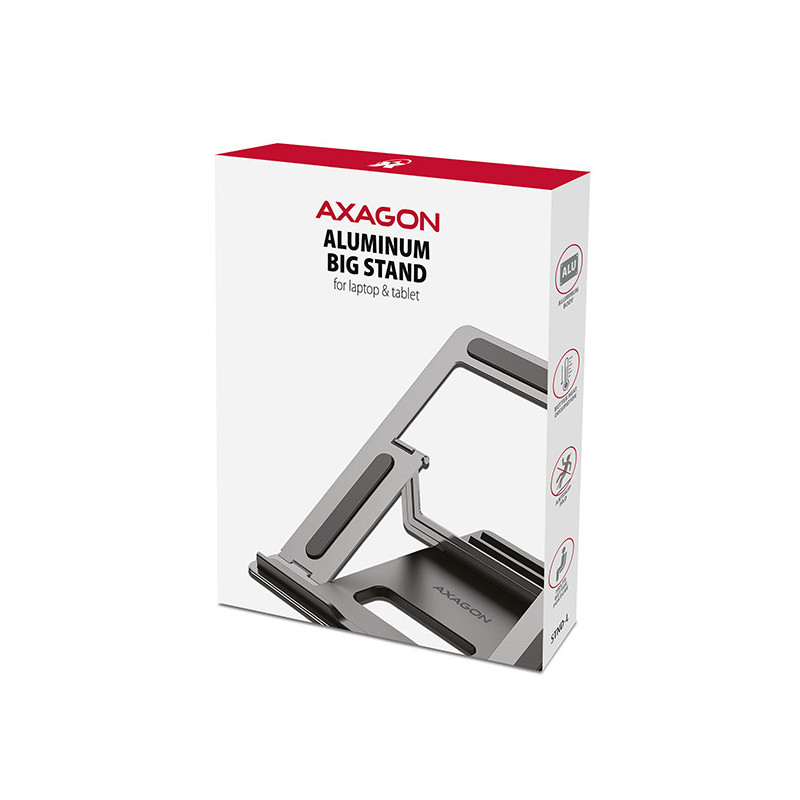 AXAGON STND-L, hliníkový stojan pre notebooky 10" - 16", 4 nastaviteľné uhly