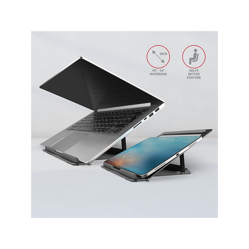 AXAGON STND-L, hliníkový stojan pre notebooky 10" - 16", 4 nastaviteľné uhly