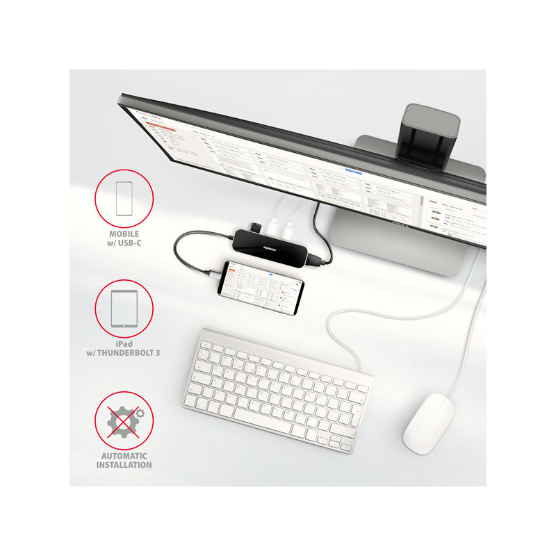 AXAGON HMC-6H4A, USB 3.2 Gen 1 hub, porty 4x USB-A, HDMI 4k/30Hz, PD 100W, kábel USB-C 20cm