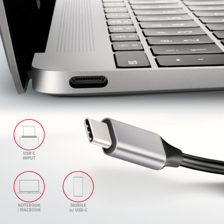 AXAGON HMC-6H4A, USB 3.2 Gen 1 hub, porty 4x USB-A, HDMI 4k/30Hz, PD 100W, kábel USB-C 20cm