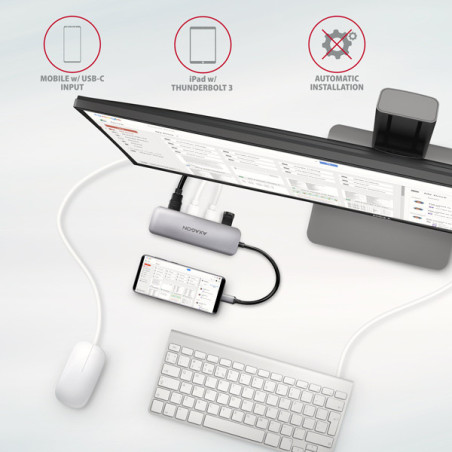 AXAGON HMC-HCR3A, USB 3.2 Gen 1 hub, porty 3x USB-A, HDMI 4k/30Hz, SD/microSD, kábel USB-C 20cm