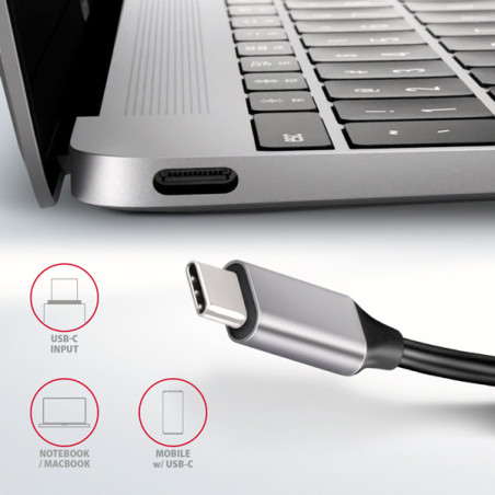 AXAGON HMC-HCR3A, USB 3.2 Gen 1 hub, porty 3x USB-A, HDMI 4k/30Hz, SD/microSD, kábel USB-C 20cm