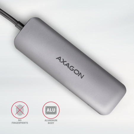 AXAGON HMC-HCR3A, USB 3.2 Gen 1 hub, porty 3x USB-A, HDMI 4k/30Hz, SD/microSD, kábel USB-C 20cm